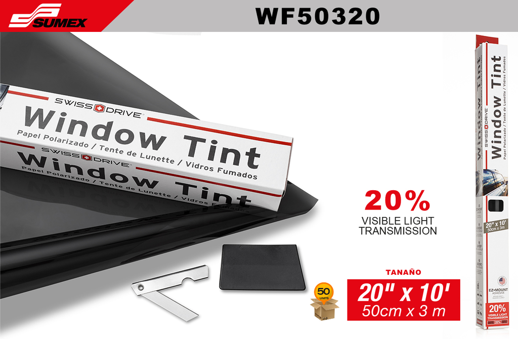 PAPEL POLARIZADO SWISS DRIVE 20% 1PLY ANTI-RAYAS 50CMX3M 50PCS