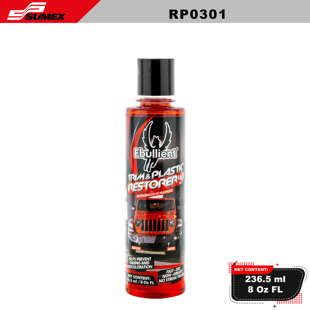 TRIM & PLASTIC RESTORER UV EBULLIENT(236.5 ML / 8 OZ) (24 UNITS) 