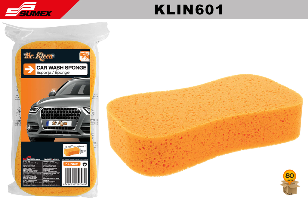 CAR WASH SPONGE MR. KLEEN (9" X 4.7 X 2.4") (80 UNITS)