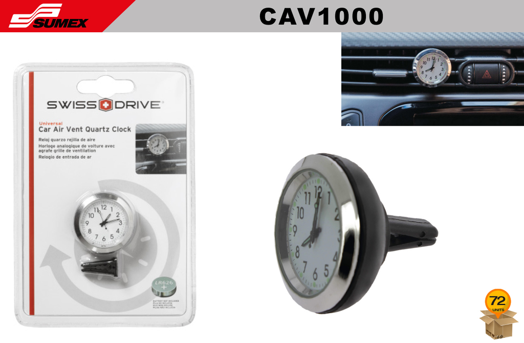 CAR AIR VENT QUARTZ CLOCK SWISS DRIVE (3 SETS = 24 UNITS)(72 UNITS)