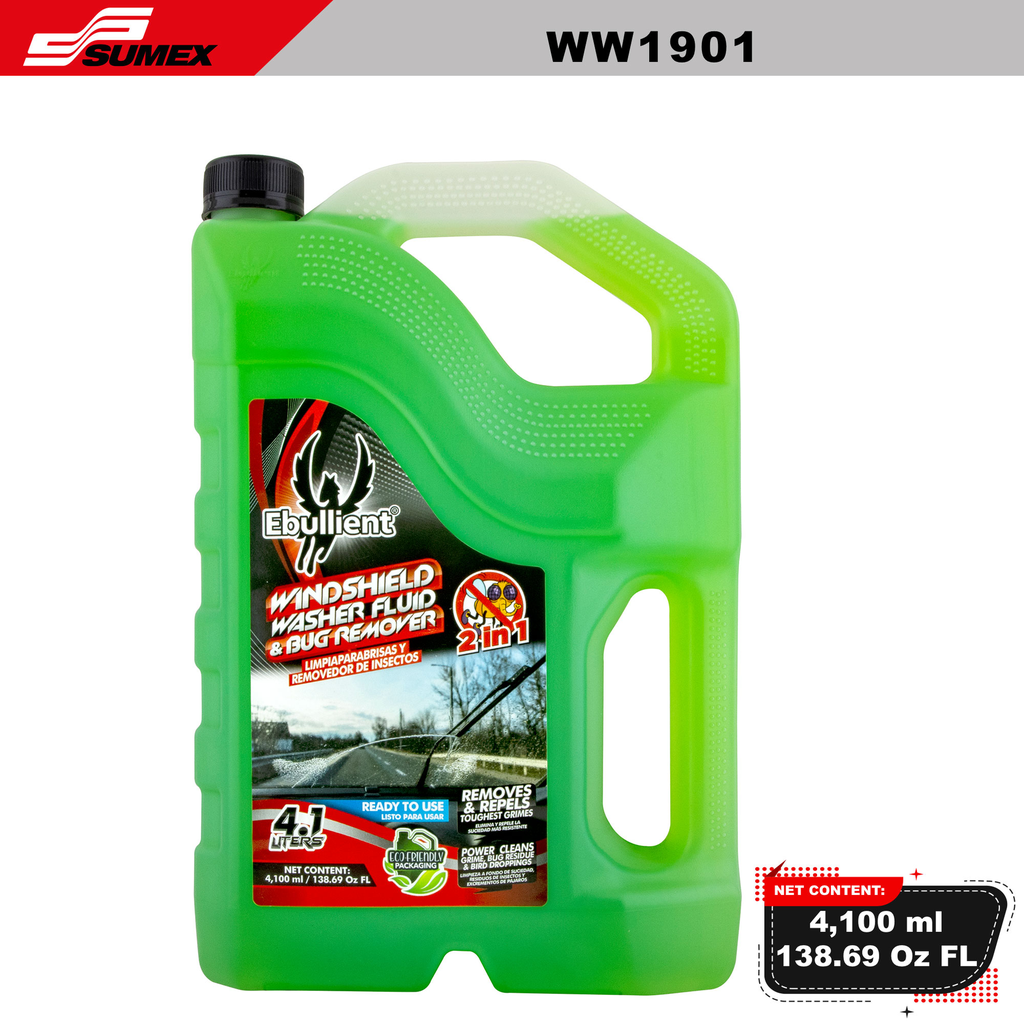 WINDSHIELD WASHER FLUID CONCENTRATE & BUG REMOVER EBULLIENT (4.1 L / 138.69 OZ) (6 UNITS)