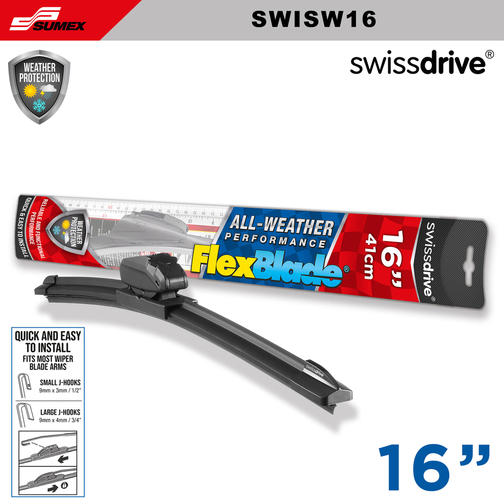 ESCOBILLA LIMPIA PARABRISAS  FLEXBLADE SWISS DRIVE 16" 41CM (CAJA=50UNDS) (1SETS=10UNDS)
