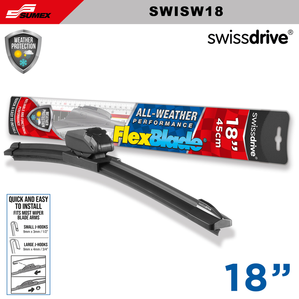 WIPER BLADE FLEXBLADE SWISS DRIVE 18" 45 CM (50 UNITS) (5 SETS = 10 UNITS)