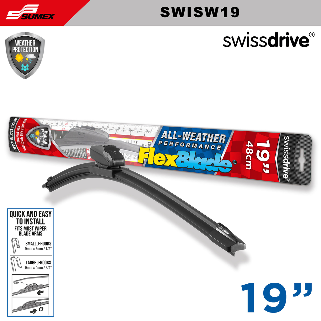 WIPER BLADE FLEXBLADE SWISS DRIVE 19" 48CM (50 UNITS) (5 SETS = 10 UNITS)