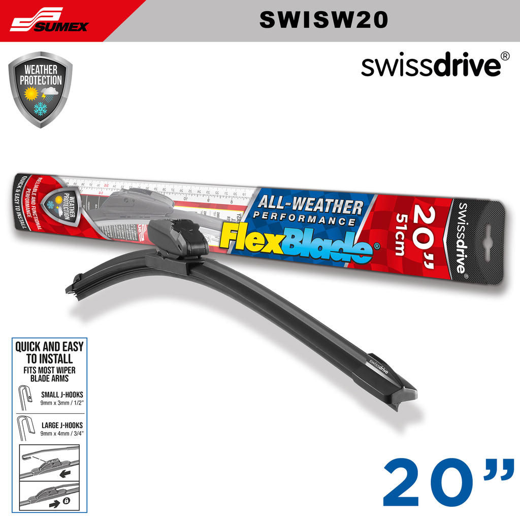 ESCOBILLA LIMPIA PARABRISAS  FLEXBLADE SWISS DRIVE 20" 51CM (CAJA=50UNDS) (1SETS=10UNDS)