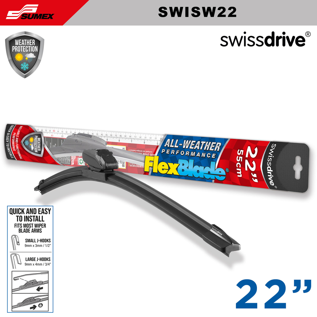 WIPER BLADE FLEXBLADE SWISS DRIVE 22" 55 CM (50 UNITS) (5 SETS = 10 UNITS)