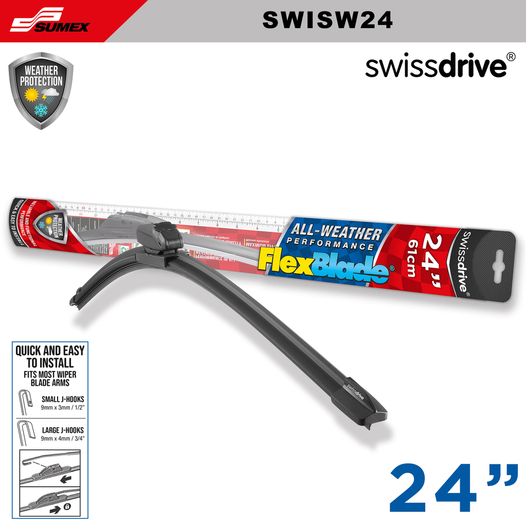 ESCOBILLA LIMPIA PARABRISAS  FLEXBLADE SWISS DRIVE 24" 61CM (CAJA=50UNDS) (1SETS=10UNDS)