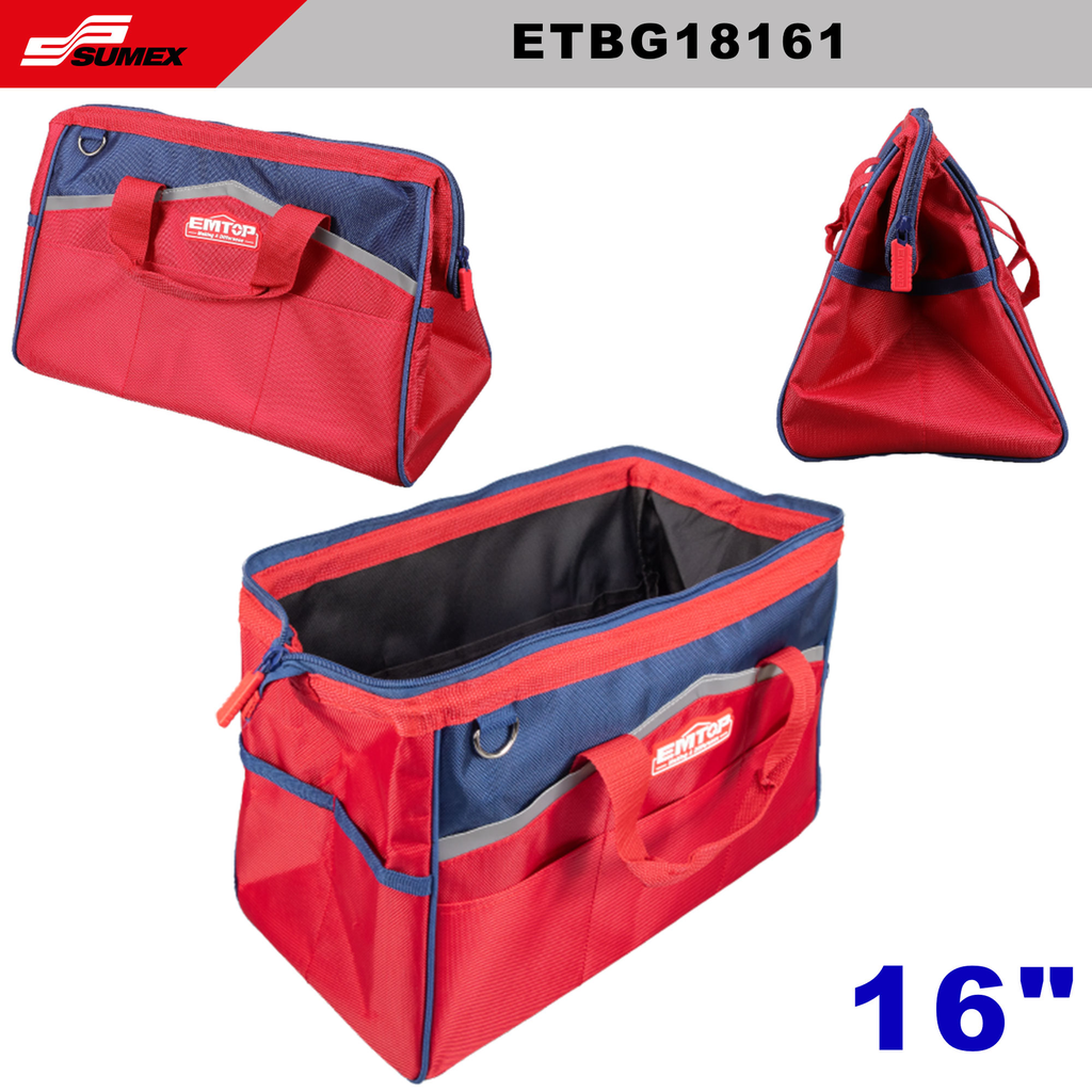 BOLSA DE HERRAMIENTA DE 12 BOLSILLOS EMTOP 16" (CJ/20UNDS)