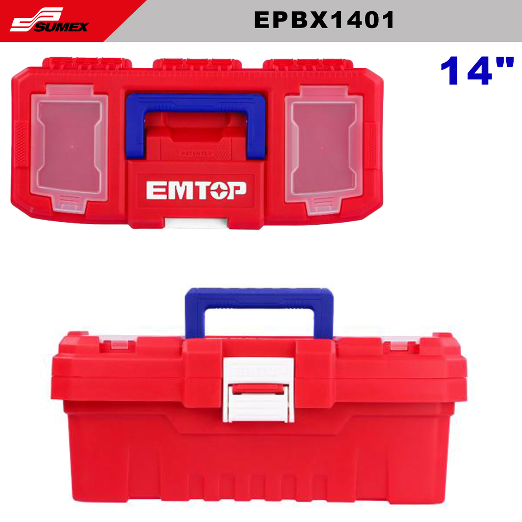PLASTIC TOOL BOX EMTOP 14" (8 UNITS)