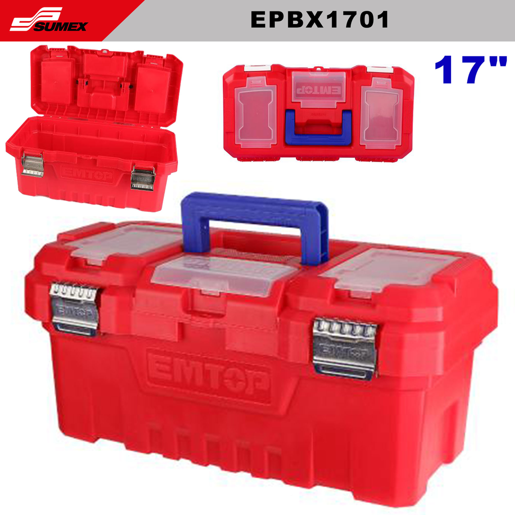 PLASTIC TOOL BOX EMTOP 17" (8 UNITS)