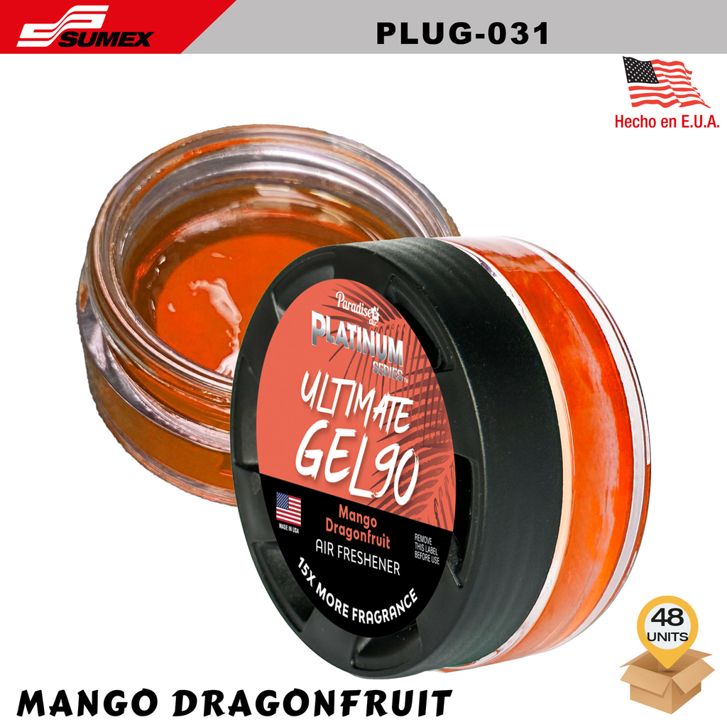 AMBIENTADOR PARADISE PL ULTIMATE GEL 90 MANGO DRAGONFRUIT(1SET= 4UNDS) 12SETS = 48UNDS)  
