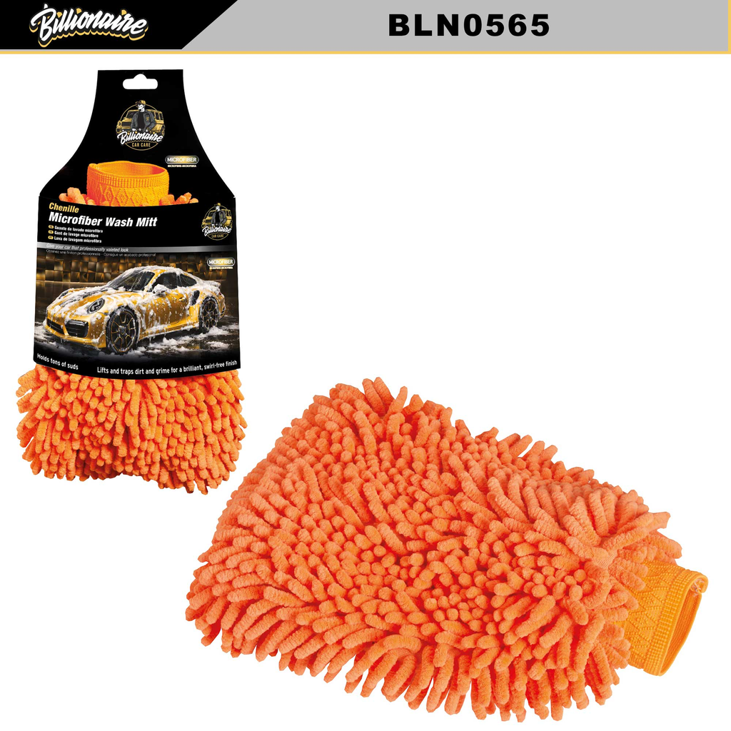 CHENILLE MICROFIBER WASH MITT BILLIONAIRE (8" X 5.5" X 2.4") (50 UNITS)