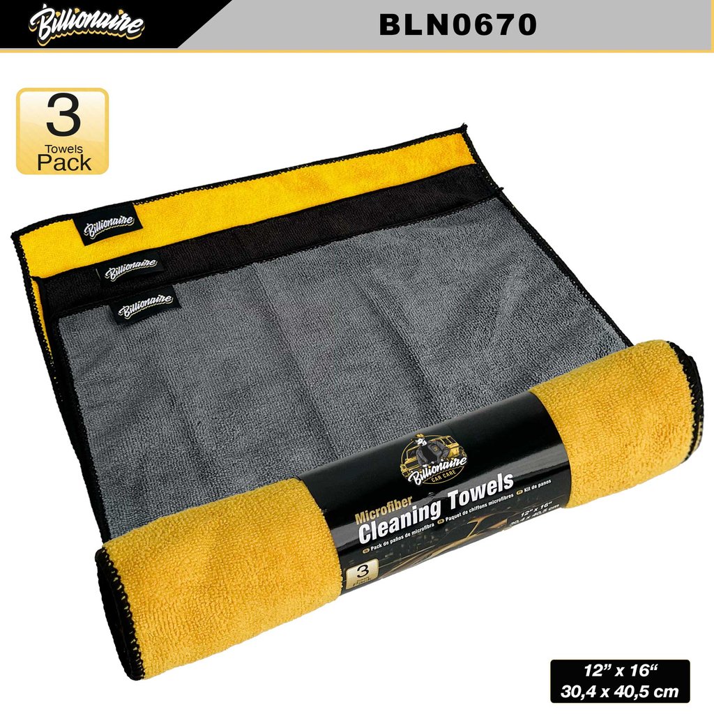 MICROFIBER CAR CLEANING TOWEL ROLL BILLIONAIRE (12" X 16") (3 UNITS) (24 SETS)