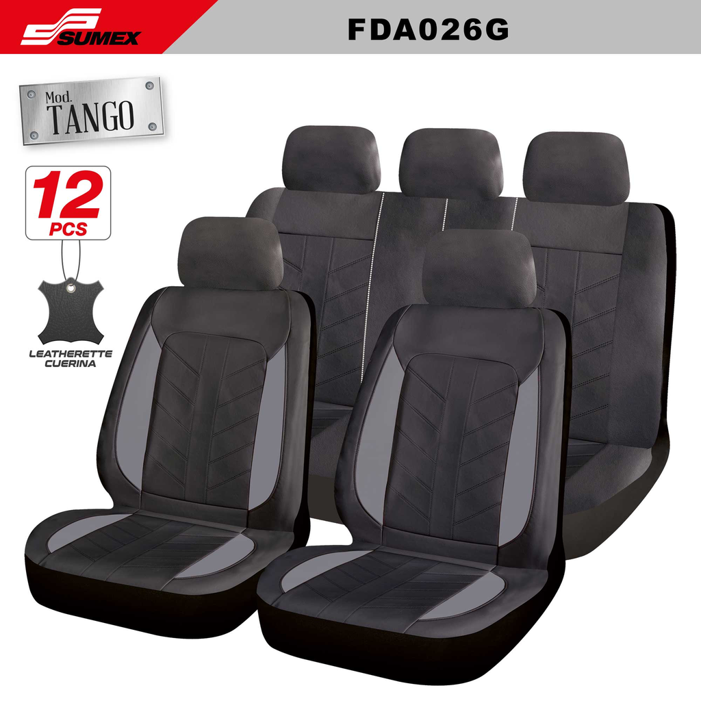 FORRO DE ASIENTO SWISS DRIVE "TANGO" 12PCS NEGRO - GRIS (CJ/6SETS)