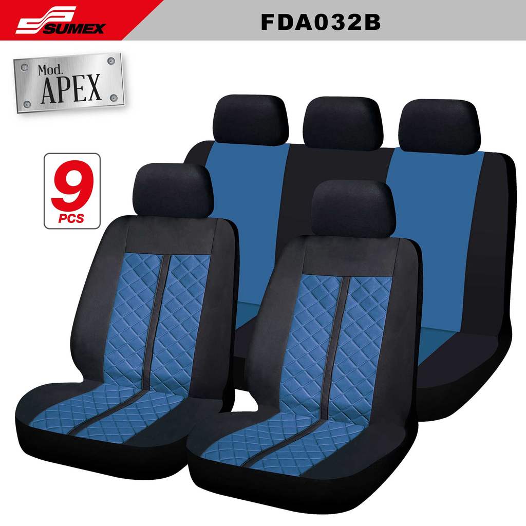 SEAT COVER SWISS DRIVE APEX BLACK/BLUE (9 PCS) (8 SETS)