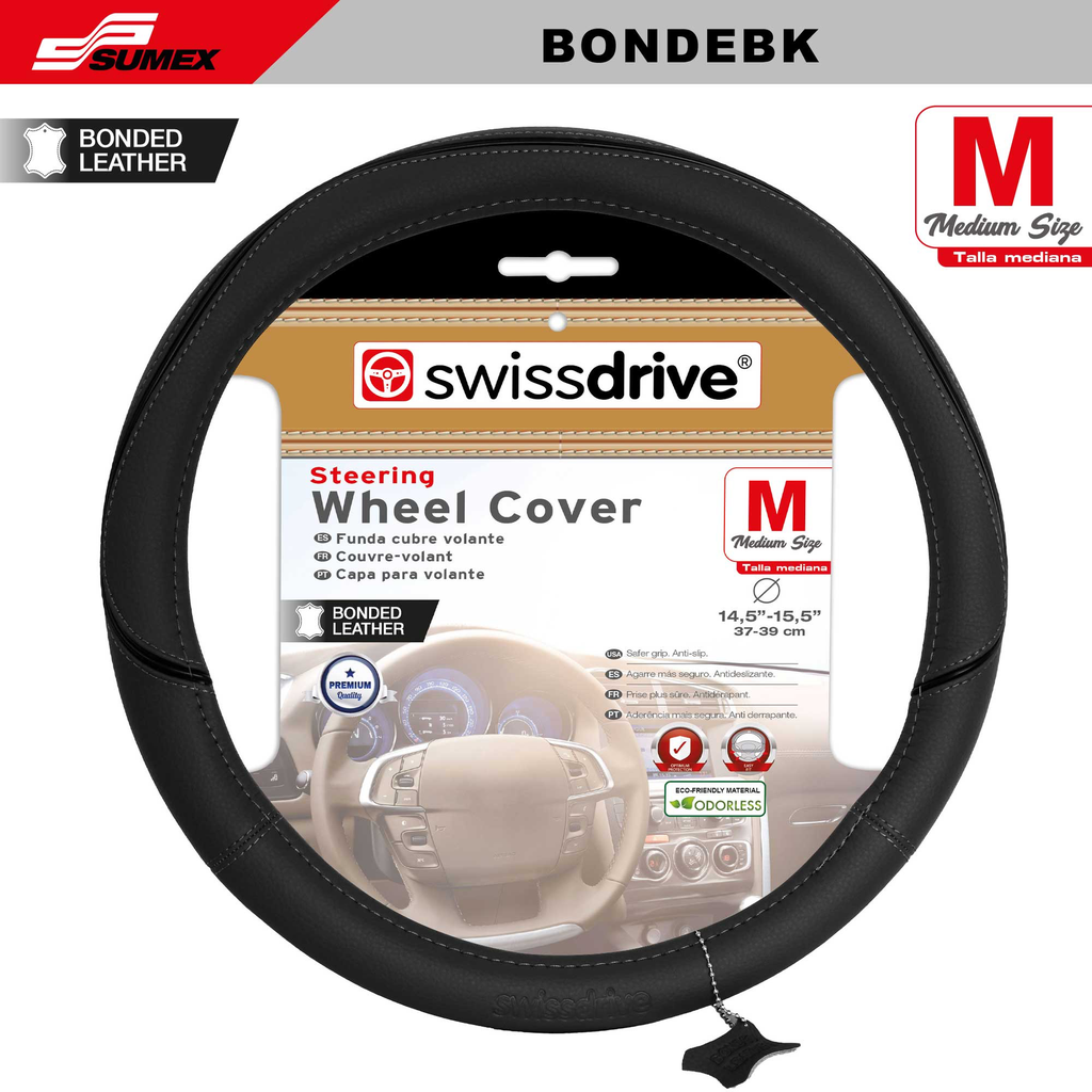 FORRO DE TIMON SWISS DRIVE "BONDED" M NEGRO  (37 - 39CM) (CJ/25UND)