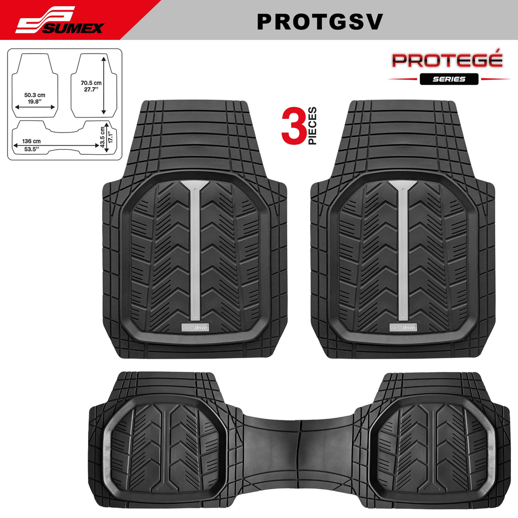 ALFOMBRA DE PVC SWISS DRIVE "PROTEGE" PLATEADA (3PCS) (CJ/4SETS) 