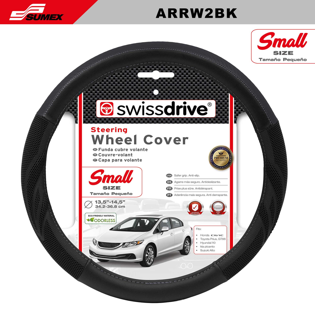 STEERING WHEEL COVER SWISS DRIVE "S" ARROW GRIP 2 BLACK (34.2 X 36.8 CM) (25 UNITS)
