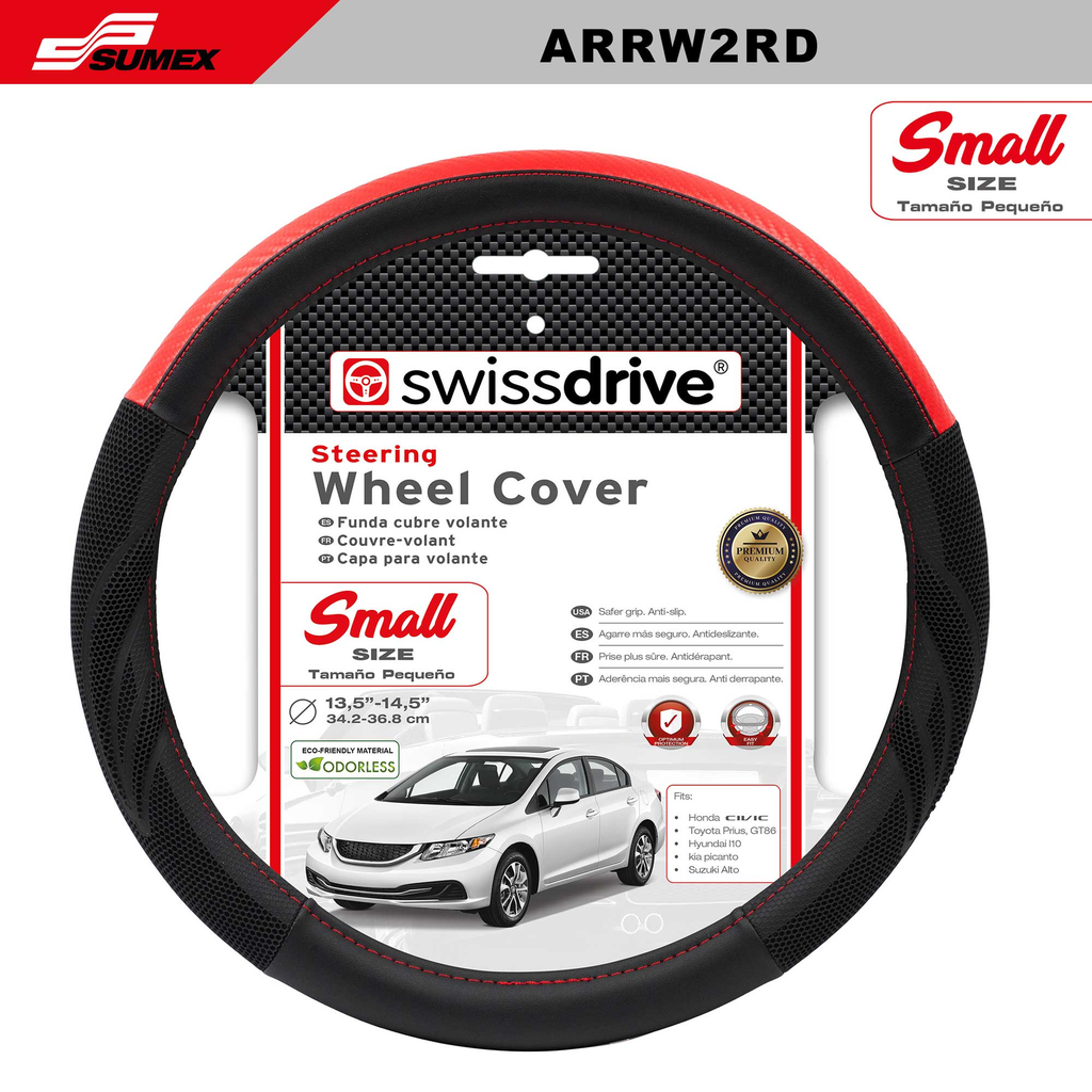 STEERING WHEEL COVER SWISS DRIVE "S" ARROW GRIP 2 BLACK/RED (34.2 X 36.8 CM) (25 UNITS)