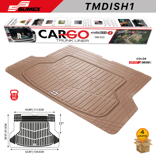 [TMDISH1] PVC TRUNK MAT SWISS DRIVE CARGO PREMIUN BEIGE (1 UNIT) (4 UNITS)