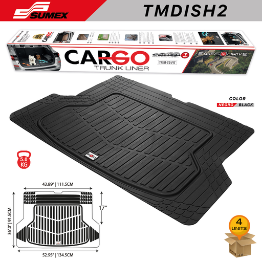 [TMDISH2] ALFOMBRA DE PVC SWISS DRIVE PARA MALETERO CARGO PREMIUN NEGRO (1 UND) (4 UNDS)