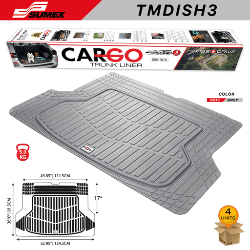 [TMDISH3] ALFOMBRA DE PVC SWISS DRIVE PARA MALETERO CARGO PREMIUN GRIS (1UND) (4 UNDS)