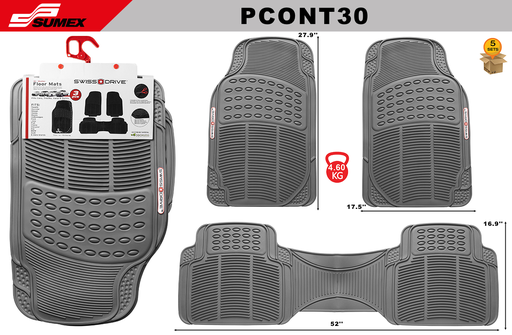 [PCONT30] PVC CAR MAT SWISS DRIVE CONTINENTAL GREY (3UNITS) (5SETS)