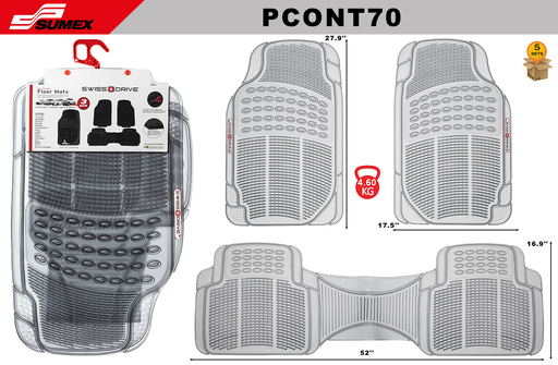 [PCONT70] ALFOMBRA DE PVC SWISS DRIVE CONTINENTAL GRIS TRANSPARENTE (3 UNDS) (5 SETS)