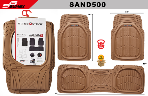 [SAND500] ALFOMBRA DE PVC SWISS DRIVE TIPO BANDEJA BEIGE (3 UNDS) (4 SETS)