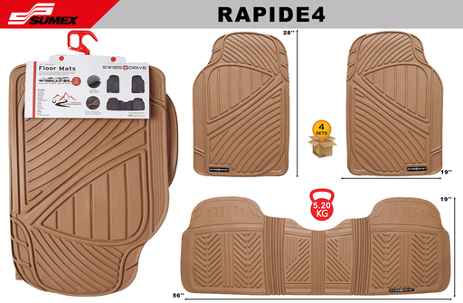 [RAPIDE4] PVC CAR MAT SWISS DRIVE RAPIDE BEIGE (3UNITS) (4SETS)