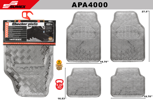 [APA4000] ALFOMBRA DE PVC SWISS DRIVE CHECKER PLATE ALU LOOK FIBRA DE CARBONO (4 UNDS) (6 SETS)