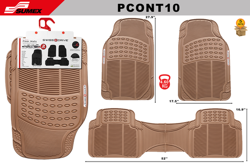 [PCONT10] PVC CAR MAT SWISS DRIVE CONTINENTAL BEIGE (3 UNITS) (5 SETS)