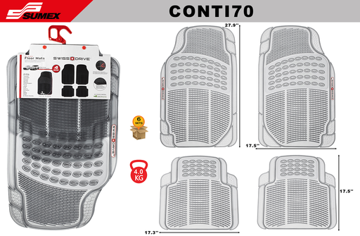 [CONTI70] PVC CAR MAT SWISS DRIVE CONTINENTAL TRANSPARENT GREY (4 UNITS) (6 SETS)