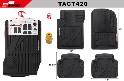 [TACT420] PVC CAR MAT SWISS DRIVE TACTICAL BLACK (4 UNITS) (4 SETS)