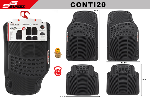 [CONTI20] PVC CAR MAT SWISS DRIVE CONTINENTAL BLACK (4UNITS) (6SETS)
