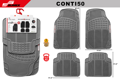 [CONTI50] PVC CAR MAT SWISS DRIVE CONTINENTAL GREY (4 UNITS) (6 SETS)