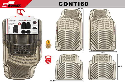 [CONTI60] PVC CAR MAT SWISS DRIVE CONTINENTAL TRANSPARENT SMOKE (4UNITS) (6SETS)