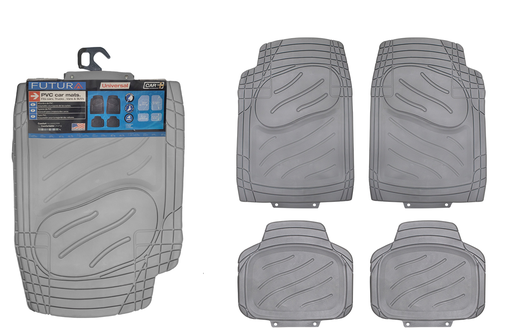 [FUTURA3] PVC CAR MAT CAR+ "FUTURA" GREY (4 UNIT) (4 SETS)