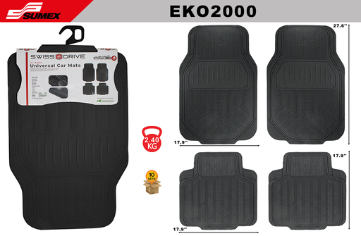 [EKO2000] PVC CAR MAT SWISS DRIVE EKO BLACK (4 UNITS) (10 SETS)