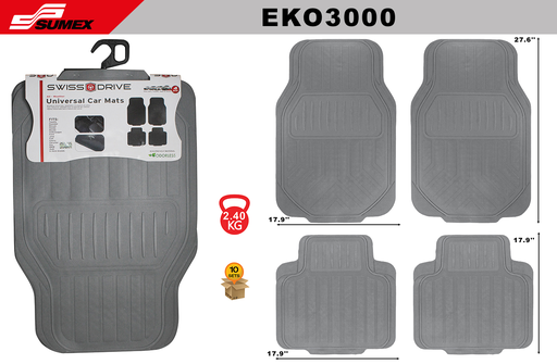 [EKO3000] PVC CAR MAT SWISS DRIVE EKO GREY (4 UNITS) (10 SETS)