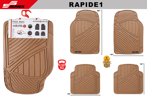 [RAPIDE1] PVC CAR MAT SWISS DRIVE RAPIDE BEIGE (4UNITS) (4SETS)
