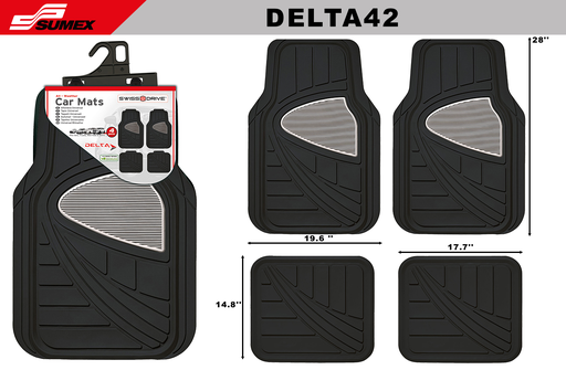 [DELTA42] ALFOMBRA DE PVC SWISS DRIVE DELTA NEGRO GRIS (4 UNDS) (6 SETS)