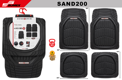 [SAND200] PVC CAR MAT SWISS DRIVE DEEP DISH TYPE BLACK (4 UNITS) (4 SETS)