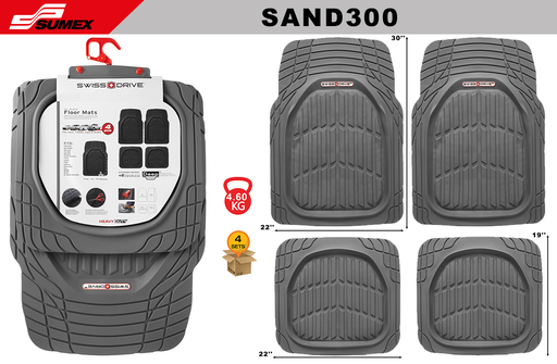 [SAND300] ALFOMBRA DE PVC SWISS DRIVE TIPO BANDEJA  GRIS (4 UNDS) (4 SETS)