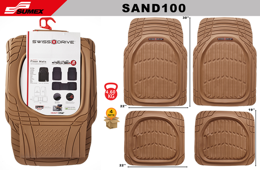 [SAND100] PVC CAR MAT SWISS DRIVE DEEP DISH TYPE BEIGE (4 UNITS) (4 SETS)