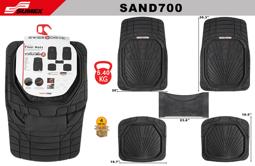 [SAND700] PVC CAR MAT SWISS DRIVE DEEP DISH TYPE BLACK (5 UNITS) (4 SETS)