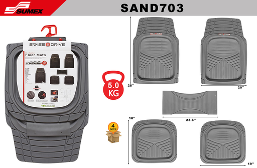 [SAND703] ALFOMBRA DE PVC SWISS DRIVE TIPO BANDEJA GRIS (5 UNDS) (4 SETS)