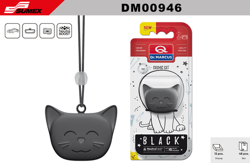 [DM00946] AIR FRESHENER DR. MARCUS COSMIC CAT BLACK (1 SET=12 UNITS) (4 SET=48 UNITS)