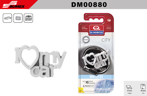 [DM00880] AMBIENTADOR DR. MARCUS I LOVE MY CAR WINTER ICE (1 SET/14 UNDS) (4 SETS/56 UNDS)
