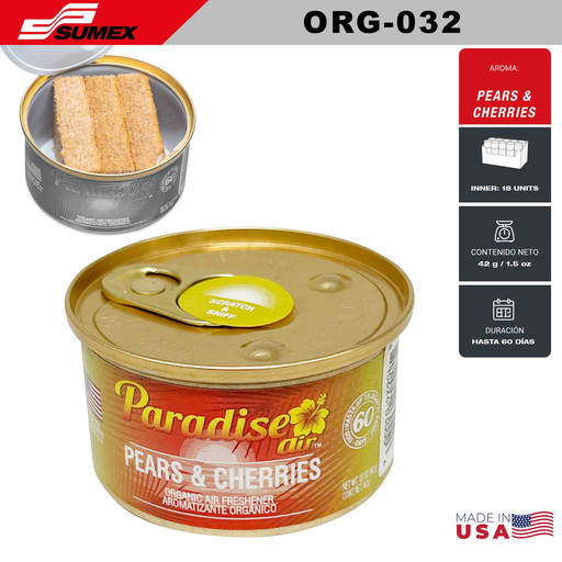 [ORG-032] AIR FRESHENER PARADISE AIR ORGANIC PEARS AND CHERRIES (1 SET / 18 UNITS) (12 SETS / 216 UNITS)